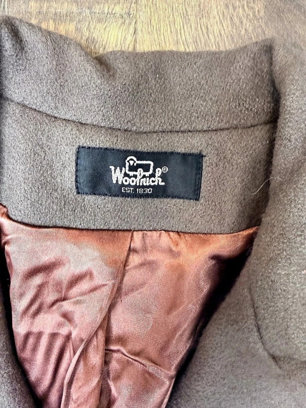 Woolrich Wool Trench Coat in Brown Size Medium - Picture 5 of 7